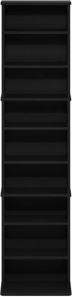 Furinno Jaya DVD Shelf, 9-Shelf Tall Narrow CD Rack, Media Shelf with Adjustable Shelves, DVD Storage Cabinets for CD Blueray Game Disc, Easy Assembly, for Living Room, Home Office, Americano