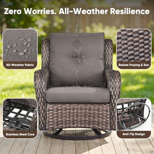 Belord Patio Furniture Set with Fire Pit Table,8 Piece Wicker Outdoor Furnitu...