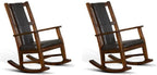 Pemberly Row Set of 2 Farmhouse Mahogany Wood Rocking Chair in Dark Brown