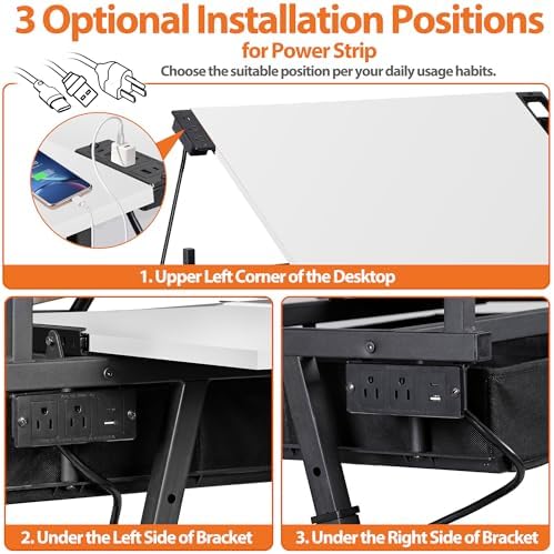 SUPER DEAL Adjustable Drafting Table Set with Charging Station, Tilting Drawi...