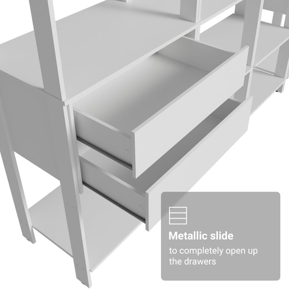 Madesa Kitchen Pantry Storage Rack with 4 Drawers, Open Shelves and Hanging S...
