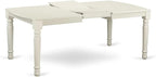 East West Furniture LGDA7-LWH-23 7 Piece Dining Set Includes a Rectangle Dining Table with Butterfly Leaf and 6 Polyester Fabric Upholstered Chairs, linen white