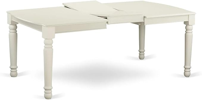 East West Furniture LGDA9-LWH-23 9 Piece Kitchen Set Contains a Rectangle Dining Table with Butterfly Leaf and 8 Polyester Fabric Upholstered Chairs, linen white