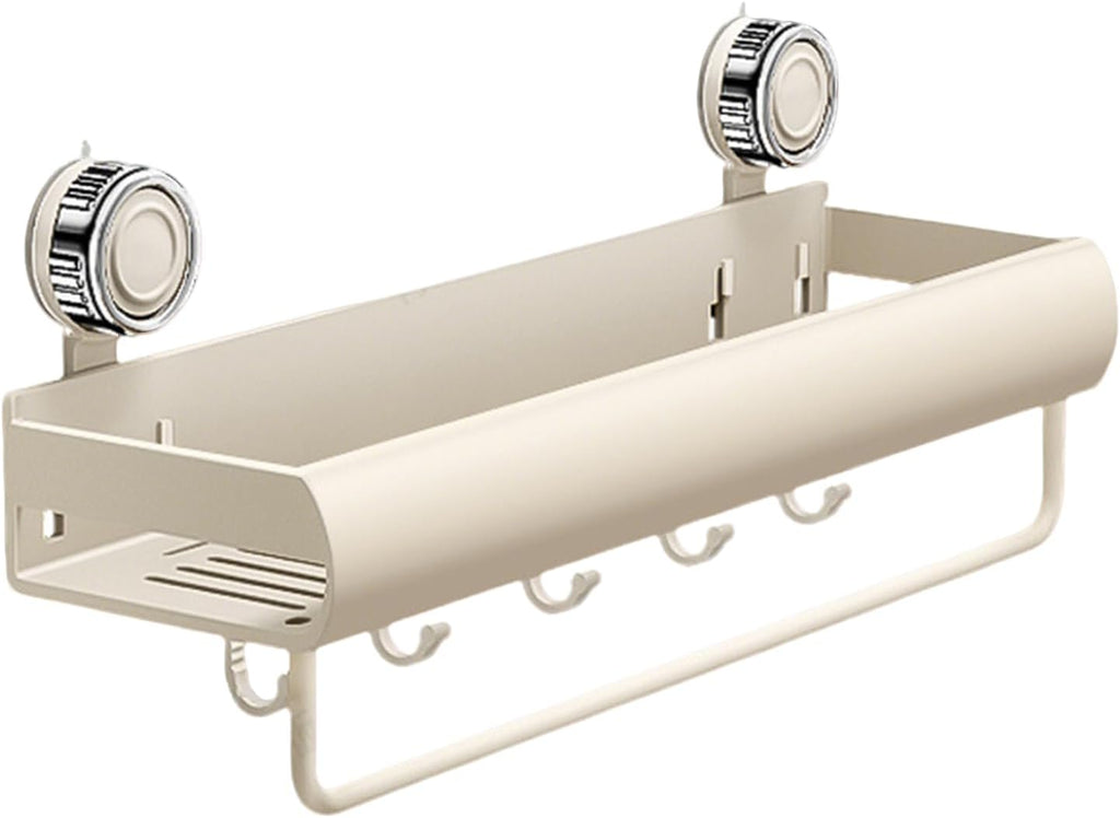 Bathroom Rack - Drill Free Shower Organizer, Rustproof Shelf, Adhesive Wall Mount, Hanging Hooks Bar | Space Saving Shower Storage for Shampoo Soap Body Wash Home Kitchen Apartment Dorm Accessories