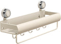 Bathroom Rack - Drill Free Shower Organizer, Rustproof Shelf, Adhesive Wall Mount, Hanging Hooks Bar | Space Saving Shower Storage for Shampoo Soap Body Wash Home Kitchen Apartment Dorm Accessories