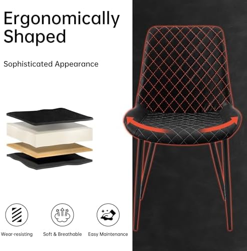 PU Leather Dining Chairs Set of 4, Modern Armless Dining Room Chairs, Comfy U...
