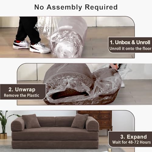 JJJ 63 inch Sofa Bed Sleeper Couch | Versatile Futon Sofa, Corduroy Fabric, C...