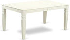 East West Furniture LGAV5-LWH-W 5 Piece Modern Dining Table Set Includes a Rectangle Wooden Table with Butterfly Leaf and 4 Dining Chairs, 42x84 Inch, Linen White