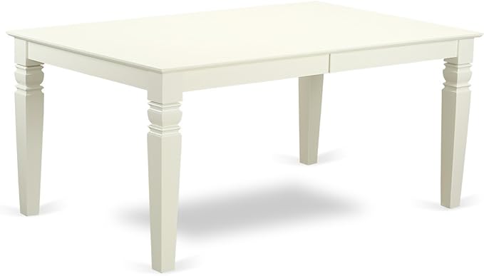 East West Furniture LGBA5-LWH-01 5 Piece Dinette Set Includes a Rectangle Dining Table with Butterfly Leaf and 4 Cream Linen Fabric Parson Dining Room Chairs, 42x84 Inch, Linen White