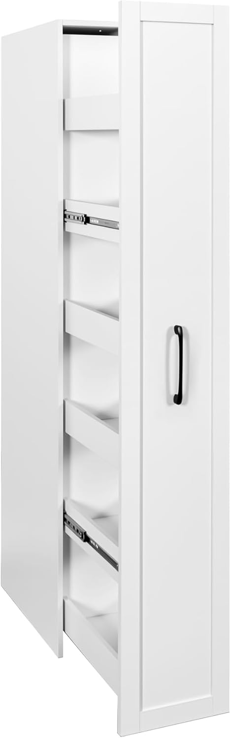 Modern Slim Storage Cart,Gold Handles,Freestanding Pantry Organizers with Pul...