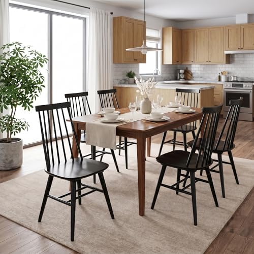 DUHOME Wooden Dining Chairs Set of 4, Spindle Back Wooden Kitchen Chairs
