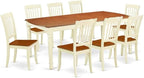 East West Furniture DODA9-BMK-W 9 Piece Dining Room Table Set Includes a Rectangle Wooden Table with Butterfly Leaf and 8 Kitchen Dining Chairs, 42x78 Inch, Buttermilk & Cherry