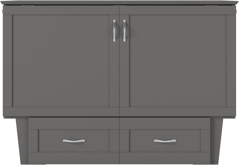 AFI, Monroe Full Murphy Bed Chest with 6" Mattress & Drawer, Grey