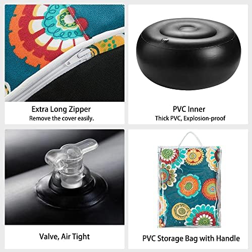 Magpie Fabrics Indoor/Outdoor Inflatable Stool Ottoman Pouf, Water Repellent ...