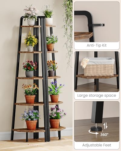 CHOEZON Corner Shelf, 5-Tier Ladder Corner Shelf, Ladder Bookshelf, 59.6&quot...