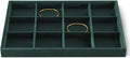 Velvet Stackable Jewelry Display Tray, 12 Grid Watch Bangle Bracelet Storage Tray, Makeup Drawer Insert Jewelry Shop Organizer Plate (Green)