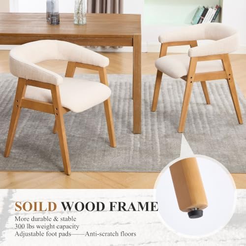 CIMOTA Modern Barrel Dining Chairs with Arms Set of 2, Upholstered Fabric Kit...