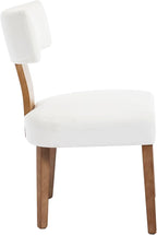 Modern Dining Chairs Set of 6, Upholstered Kitchen Chairs with Curved Back, Farmhouse Linen Fabric Dining Room Chair Modern Wood Chairs for Living Room/Home Office/Reception, Cream