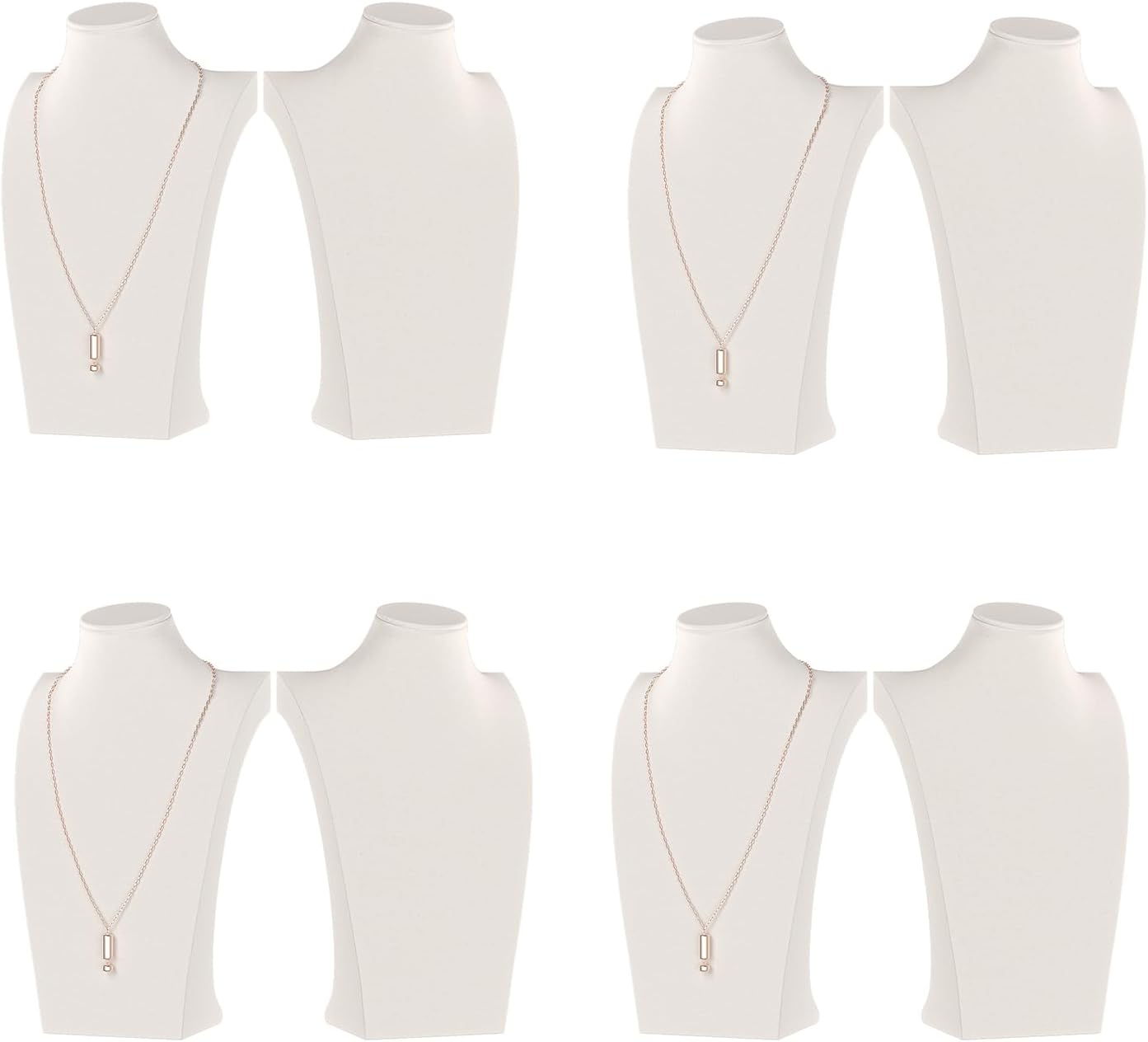 Necklace Bust Display Stand, Necklace Holder, Pendant Chain Necklace Organizer for Women (Beige Velvet, S 2PCS)