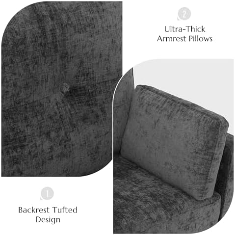 Luxury Oversized Accent Reading Chair for Living Room, 41", Chenille, Gray
