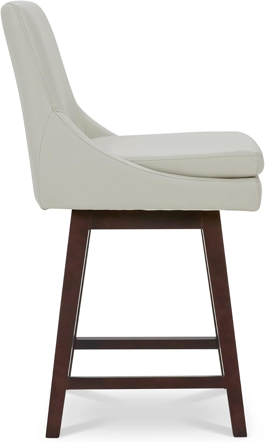 CHITA 26.8" Modern Swivel Counter Barstools, Creamy Grey Faux Leather, S...