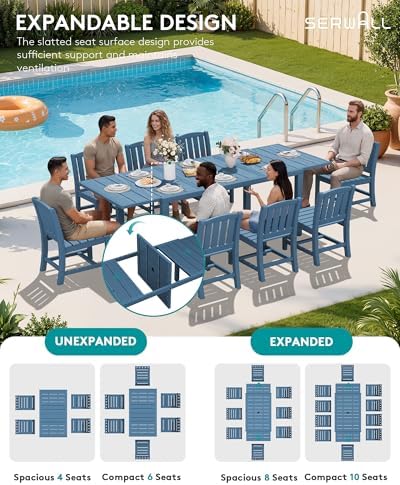 SERWALL Outdoor Dining Chairs Set of 4, Blue