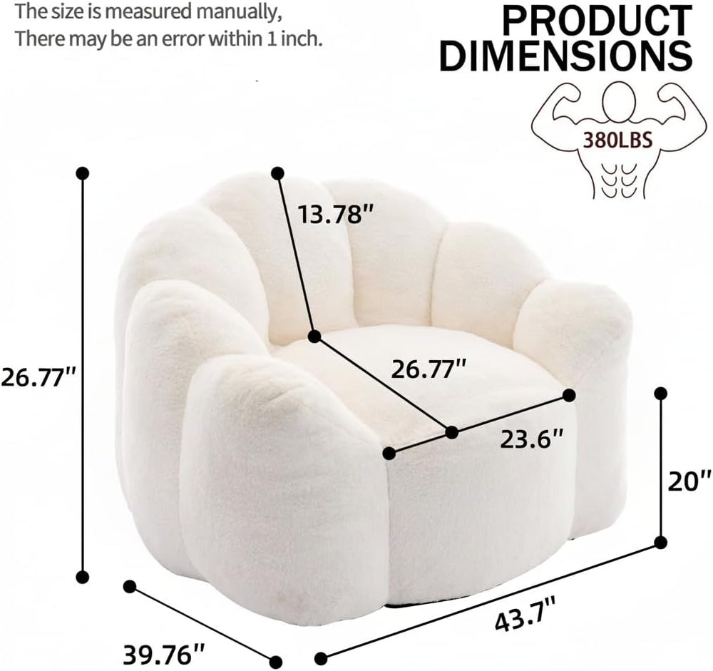 Bean Bag Chair for Adults, Floral Shaped Bean Bag Single Sofa, Ultra Soft Fau...