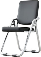 Portable Metal Foldable Chair with Padded Pu Leather Seat and Backrest Comfy Dining and Folding Stoo