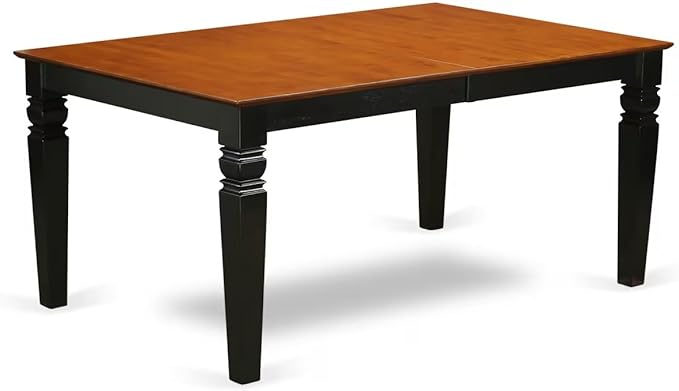 East West Furniture LGAN7-BCH-C 7 Piece Dining Table Set Consist of a Rectangle Wooden Table with Butterfly Leaf and 6 Linen Fabric Dining Room Chairs, 42x84 Inch, Black & Cherry