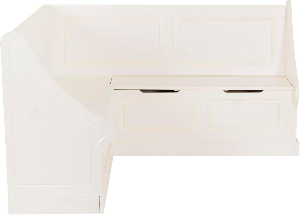 Linon Harris White Corner Breakfast Nook - Nook Only, Table is NOT included! ...