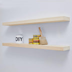 Homeforia 42 inch Wood Floating Shelf, High End Solid Natural Wood 42inch Large Floating Shelves for Wall Mounted, Unfinished Wooden Floating Shelves, Heavy Duty Bracket, 42 X 6.5 X 1.75 in, Set of 2