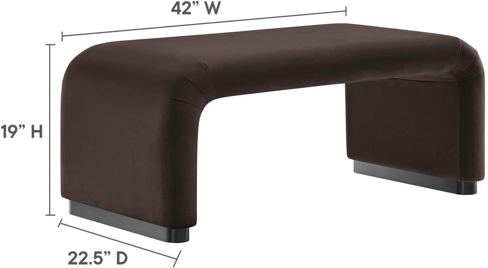 Modway EEI-6735-BLK-CHB Koda Performance Velvet Waterfall Ottoman, Black Choc...