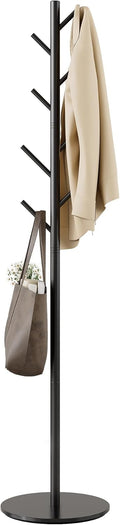 Coat Rack with 8 Hooks, 3 Adjustable Heights, Modern Hall Tree, Sturdy Metal Clothes Stand with Sintered Stone Base for Entryway, Office, Bedroom, for Coats, Hats, Handbags and Scarves, Black