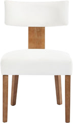 Modern Dining Chairs Set of 2, Upholstered Kitchen Chair with Curved Back, Farmhouse Linen Fabirc Dining Room Chairs Comfy Wood Chairs for Living Room/Home Office/Reception, Cream