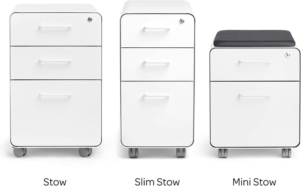 Poppin Stow 3-Drawer File Cabinet - White, 2 Utility Drawers and 1 Hanging Fi...
