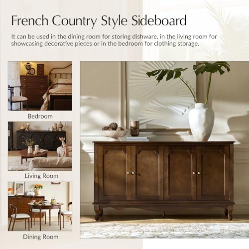 HULALA HOME Sideboard Buffet Cabinet with Storage, 58" Kitchen Farmhouse...