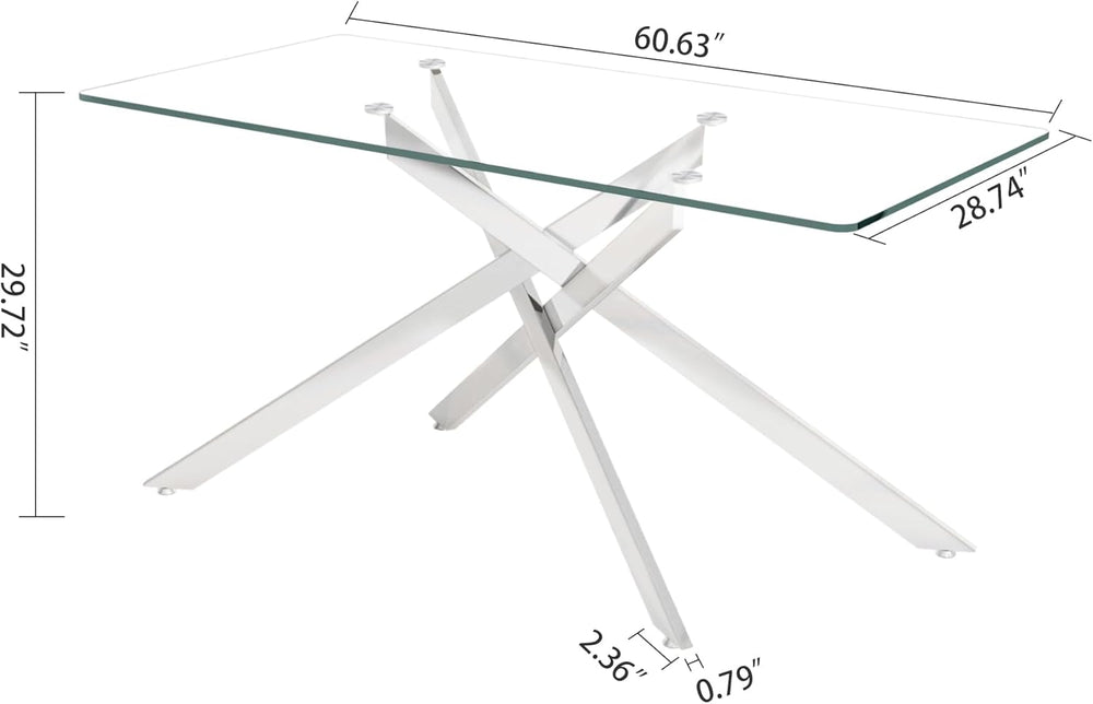 Rectangle Glass Dining Table Set for 4, 60'' Kitchen Table and Chairs...