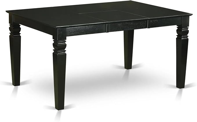 East West Furniture WEDA7-BLK-29 7 Piece Dining Table Set Includes a Rectangle Kitchen Table with Butterfly Leaf and 6 Polyester Fabric Padded Chairs, 42x60 Inch, Black