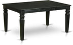 East West Furniture WEDA7-BLK-29 7 Piece Dining Table Set Includes a Rectangle Kitchen Table with Butterfly Leaf and 6 Polyester Fabric Padded Chairs, 42x60 Inch, Black