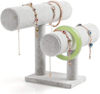 Wudygirl 2 Tier Bracelet Holder Velvet Bracelets Jewelry Holder Watches Holder Jewelry Display Stand Organizer Storage Bangle Necklace Showcase Towers(2 Tier Velvet)