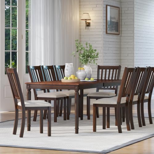 AMERLIFE Dining Chairs Set of 8, Farmhouse Upholstered Kitchen Dining Chairs ...