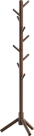 Simple Houseware Wooden Coat Rack Stand Garment Adjustable Tree Rack, 9 Hooks, Walnut