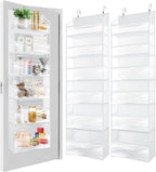 HOMELUX THEORY Over The Door Organizer Hanging - 50lbs Load 6 Large Front & 12 Side Pockets, 2 Pack Over The Door Shoe Organizer, Hanging Closet Organizer For Toys, Diaper, Sewing (Transparent)