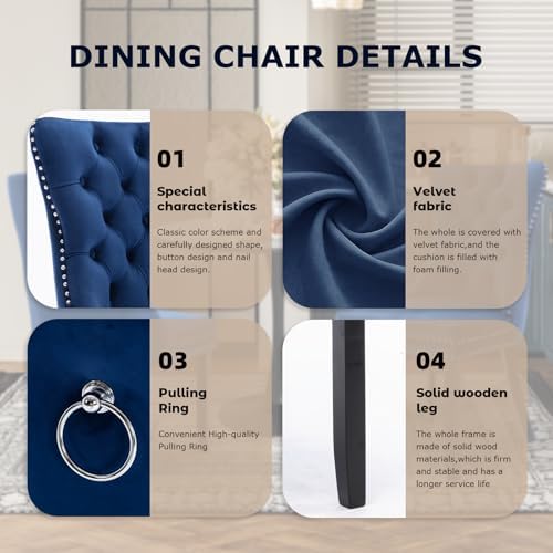 3-Pieces Dining Sets, 31.5" Round Dining Table Set with 2 Velvet Upholst...