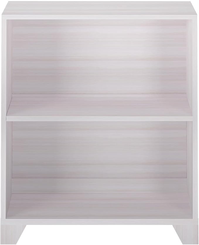 Max & Lily Modern Farmhouse 2-Shelf Bookcase, Solid Wood Bookshelves for Kids Bedroom, White Wash