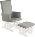 Costzon Baby Glider and Ottoman Cushion Set, Wood Baby Rocker Nursery Furniture for Napping, Nursing, Reading, Upholstered Hoop Glider & Ottoman Comfort Nursery Chair w/Padded Armrests (Gray)