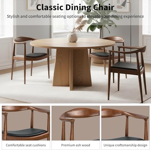 Kennedy Chairs Set of 2, Mid Century Dining Chair with Arms (Walnut) | Premiu...