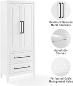 HomeStock White Kitchen Pantry - Freestanding Storage Cabinet with Shelves - 92.4" W x 14" D x 60" H