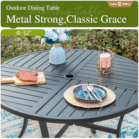 Sophia & William Round Patio Dining Set for 6 with Aluminum Chairs, Grey