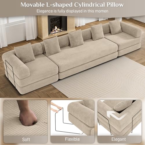 DAMAIFROM Convertible Sleeper Sofa Bed Floor Couch, Light Brown | 158" C...